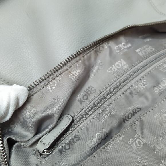 Michael Kors Gray Pebbled Leather Pushlock Zipper Hobo Shoulder Bag - Picture 16 of 16